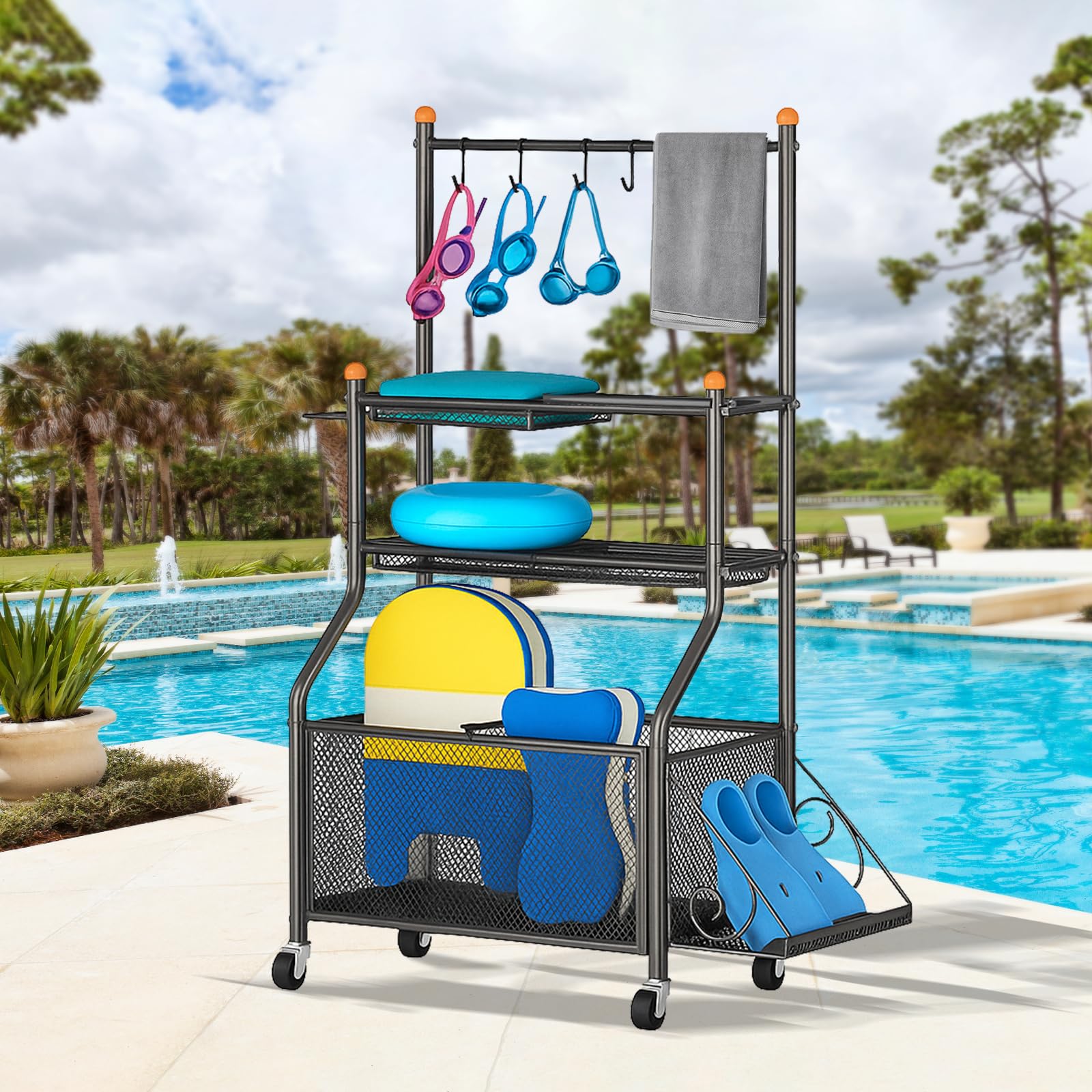 Amazon.com : DRKSBesto Pool Float Storage Holder, Large Steel